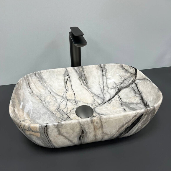 Раковина VBI Ravenna Light Gray Onyx VBI-011213 (45x32 см, світло-сірий онікс, чаша), Доступні розміри: 45 x 32, Колір виробника: світло-серій онікс, фото 