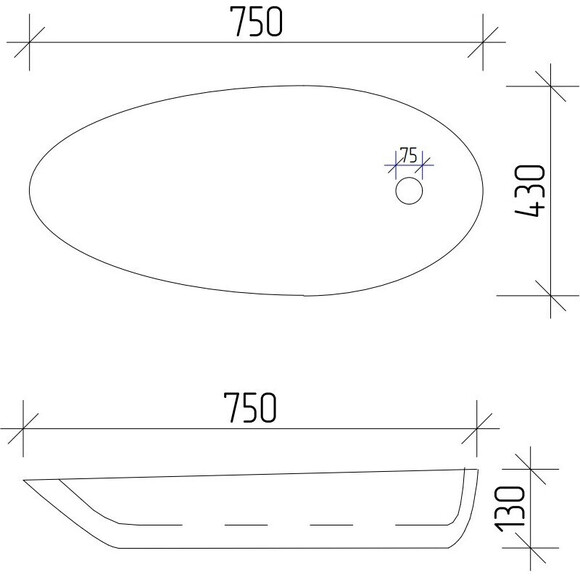 Раковина VBI Trento 75 White VBI-011903 (75x43 см, чаша), Доступные размеры: 75 x 43, фото 6