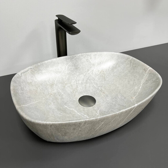 Раковина VBI Olbia Gray Stone VBI-014300 (51x39 см, сірий камінь, чаша), Доступні розміри: 51 x 39, Колір виробника: сірий камінь, фото 
