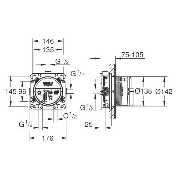 Универсальная скрытая часть Grohe Rapido SmartBox 35604000, фото 7