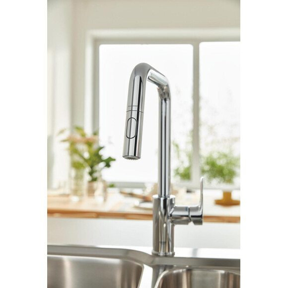 Змішувач для кухні Grohe Eurosmart 30619000 (з висувною лійкою), Колір виробника: хром, фото , изображение 4