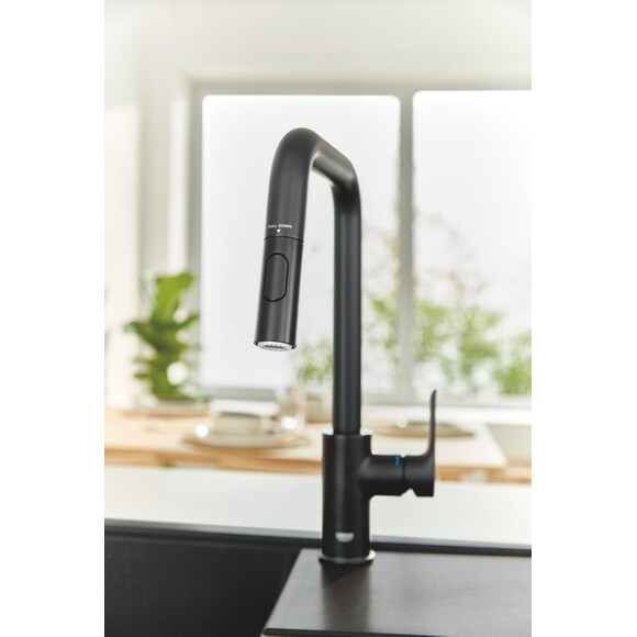 Змішувач для кухні Grohe Eurosmart 306192430 (чорний матовий, з висувною лійкою), Колір виробника: чорний матовий, фото , изображение 3