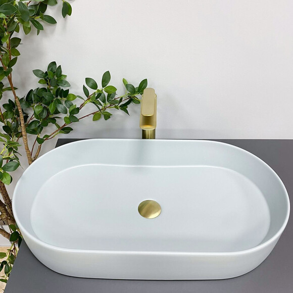 Умивальник VBI Verona 70 Smoke Blue VBI-011307 (70x37 см, світло-блакитний), Доступні розміри: 70 x 37, Колір виробника: світло-блакитний, фото , изображение 2