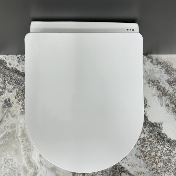 Безободковый подвесной унитаз VBI Vulcano White VBI-020400 (белый глянцевый, с сиденьем), Цвет производителя: белый глянец, фото 5