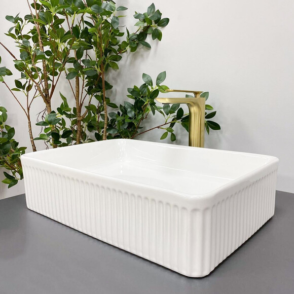 Умывальник VBI Brescia White VBI-013900 (50x34 см), Доступные размеры: 50 x 34, Цвет производителя: белый глянец, фото 3