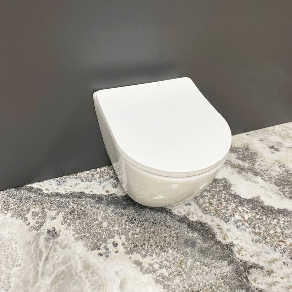 Безободковый подвесной унитаз VBI Kapri White VBI-020100 (белый глянцевый, с сиденьем), фото 5