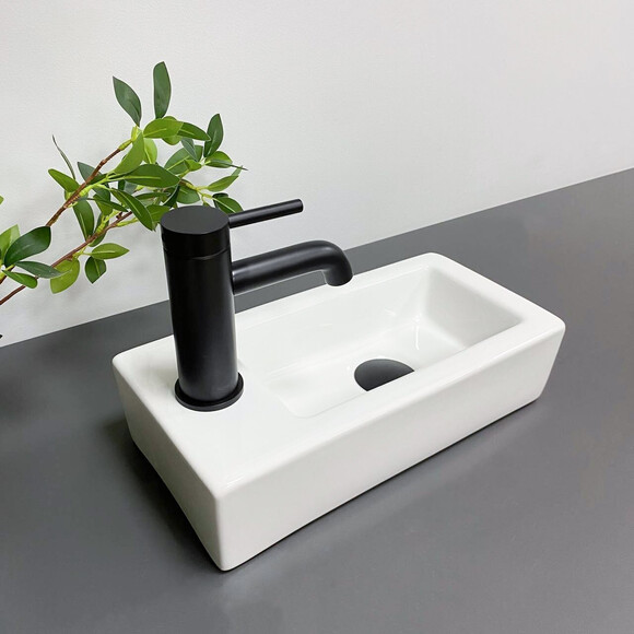 Умывальник VBI Komo R White VBI-015601 (37x18 см), Доступные размеры: 37 x 19 R, Цвет производителя: белый глянец, фото 3
