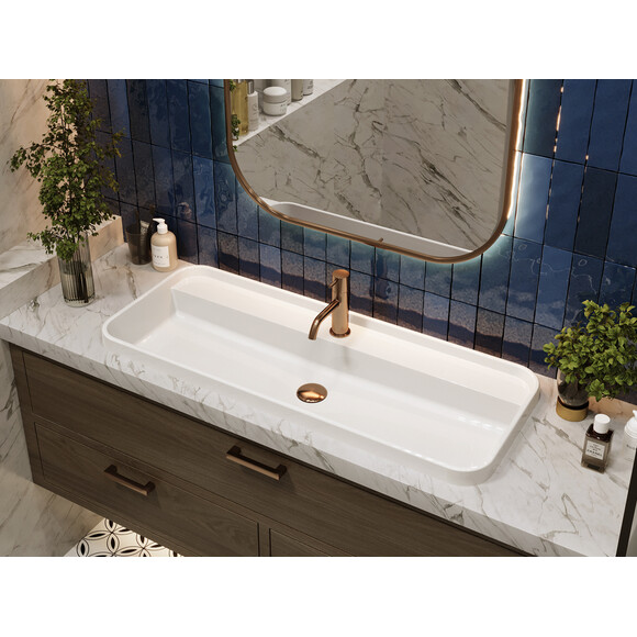 Умывальник Miraggio Ocean 1000 Miramarble 8813862 (100x40 см), Доступные размеры: 100 x 40, Технология производства: Miramarble, Цвет производителя: белый глянец, фото 3