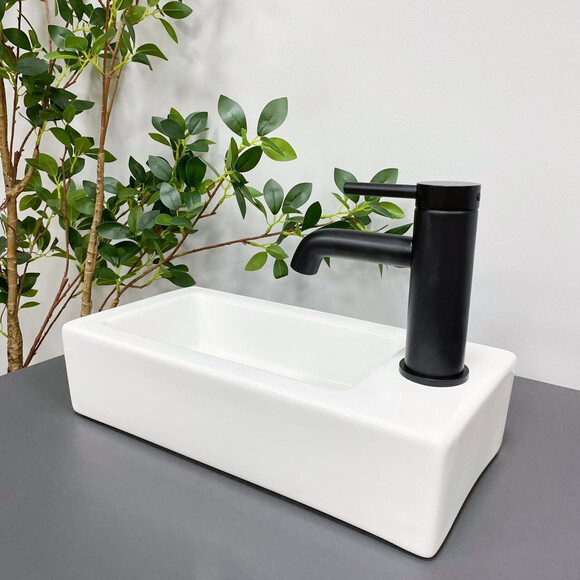 Умывальник VBI Komo L White VBI-015602 (37x18 см), Доступные размеры: 37 x 19 L, Цвет производителя: белый глянец, фото 4