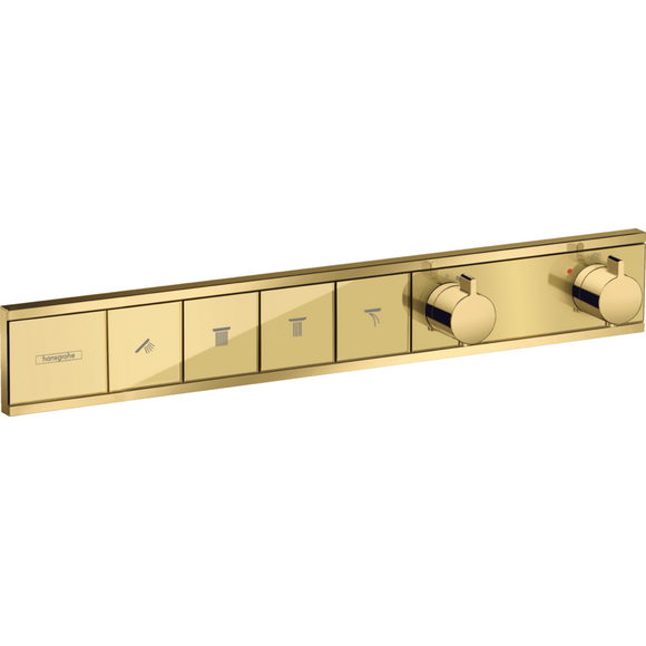 Внешняя часть смесителя скрытого монтажа с термостатом для ванны Hansgrohe RainSelect Polished Gold Optic 15382990 (золотая), Цвет производителя: полированное золото, фото 