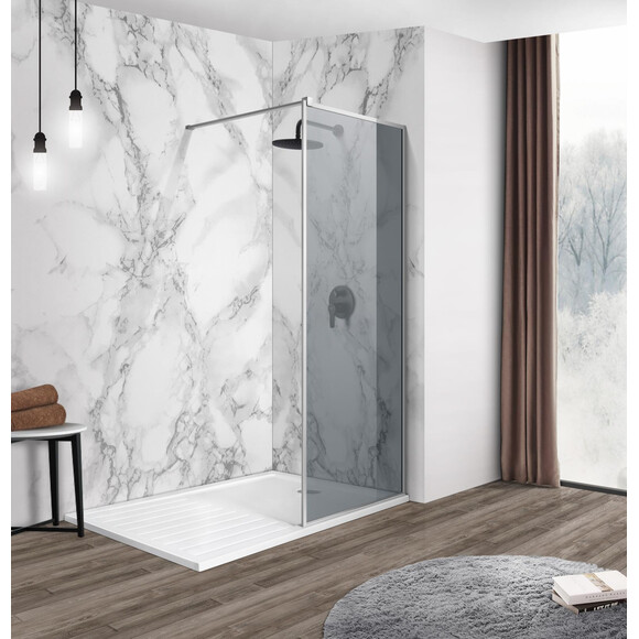 Душевая стенка Imprese Walk-IN s09110001GR (100 см, стекло тонированное, профиль хром), Доступные размеры: 100, Цвет производителя: графитовое стекло, фото 
