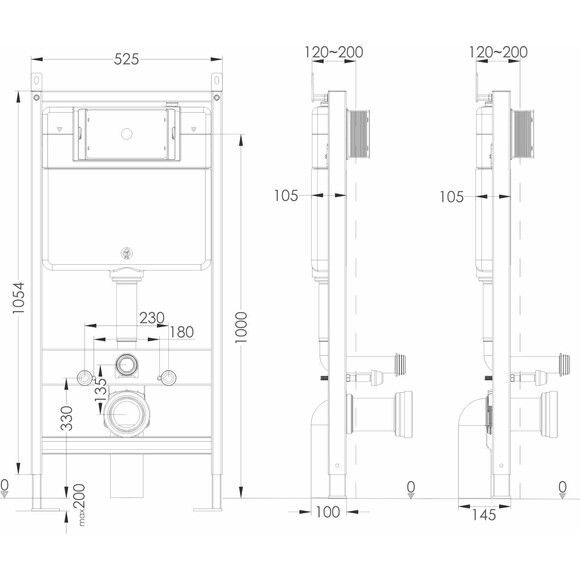 Инсталляция для унитаза 4 в 1 Imprese i-Frame i1614 (с клавишей смыва, прокладкой и креплением к стене), фото 4