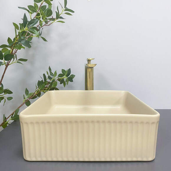 Умивальник VBI Bolzano Beige VBI-013802 (38x38 см, бежевий), Доступні розміри: 38 x 38, Колір виробника: бежевий, фото , изображение 3