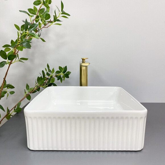 Умивальник VBI Bolzano White VBI-013800 (38x38 см), Доступні розміри: 38 x 38, Колір виробника: білий глянець, фото , изображение 3