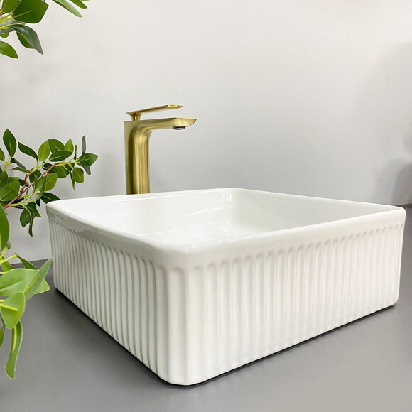 Умивальник VBI Bolzano White VBI-013800 (38x38 см), Доступні розміри: 38 x 38, Колір виробника: білий глянець, фото , изображение 5
