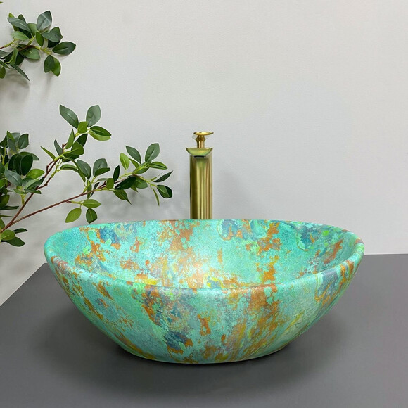 Умивальник VBI Parma Marble Green Matt VBI-011003 (40x33 см, зелений матовий, чаша), Доступні розміри: 40 x 33, Колір виробника: зелений матовий, фото , изображение 2