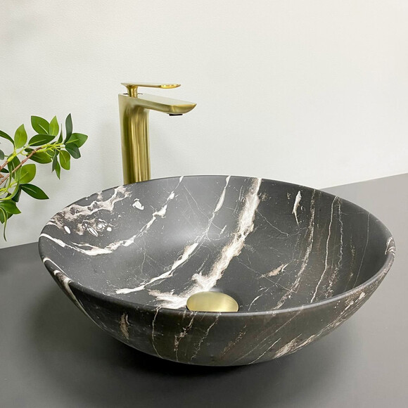Умивальник VBI Amalfi Black Onyx VBI-013403 (39x39 см, чорний онікс, чаша), Доступні розміри: 39 x 39, Колір виробника: чорний онікс, фото , изображение 2