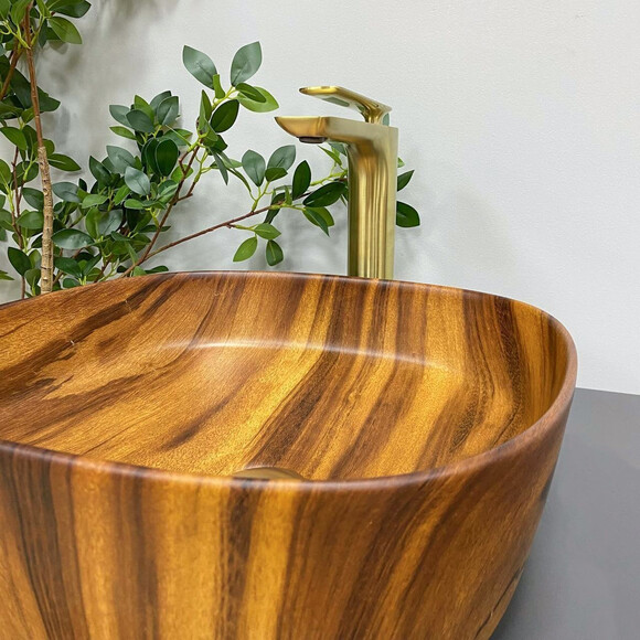 Умивальник VBI Arezzo Wood Matt VBI-013205 (37x37 см, під дерево, чаша), Доступні розміри: 37 x 37, Колір виробника: дерево, фото , изображение 4