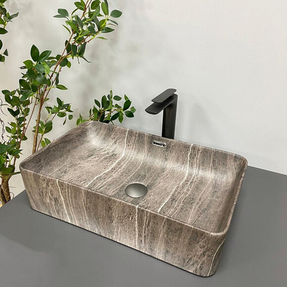 Умывальник VBI Arabba Dark Stone VBI-013503 (55x35 см, темный камень), Доступные размеры: 55 x 35, Цвет производителя: темный камень, фото 