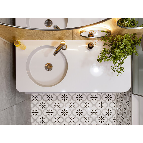 Умывальник-столешница Miraggio Loop 1000 L Miramarble 8813930 (100x45 см, с крылом), Доступные размеры: 100 x 45 L, Цвет производителя: белый глянец, Технология производства: Miramarble, фото 4