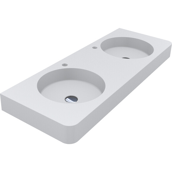 Умывальник Miraggio Loop 1200-2 Miramarble Matt 8814002 (120x45 см, белый матовый, с двумя чашами), Доступные размеры: 120 x 45, Цвет производителя: белый матовый, Технология производства: Miramarble Matt, фото 
