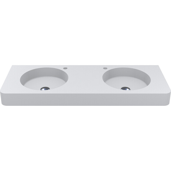 Умывальник Miraggio Loop 1200-2 Miramarble Matt 8814002 (120x45 см, белый матовый, с двумя чашами), Доступные размеры: 120 x 45, Цвет производителя: белый матовый, Технология производства: Miramarble Matt, фото 2