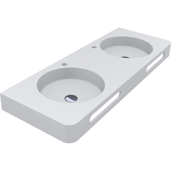Умывальник Miraggio Loop 1200-2 Miramarble Matt 8814002 (120x45 см, белый матовый, с двумя чашами), Доступные размеры: 120 x 45, Цвет производителя: белый матовый, Технология производства: Miramarble Matt, фото 4