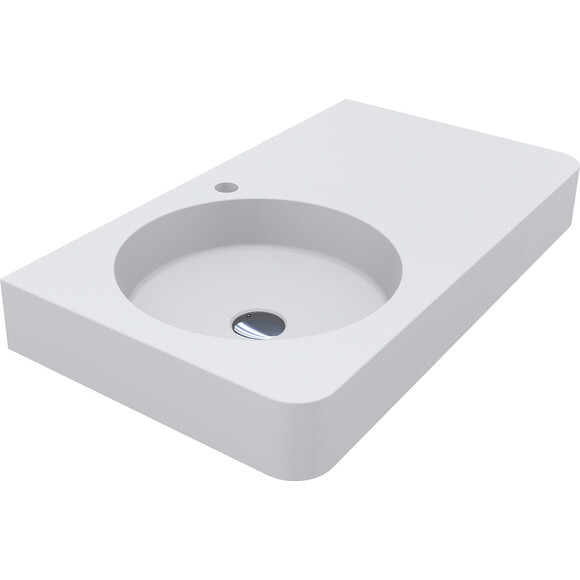 Умивальник-стільниця Miraggio Loop 800 L Miramarble Matt 8813982 (80x45 см, білий матовий, з крилом), Доступні розміри: 80 x 45 L, Колір виробника: білий матовий, Технологія виробництва: Miramarble Matt, фото 