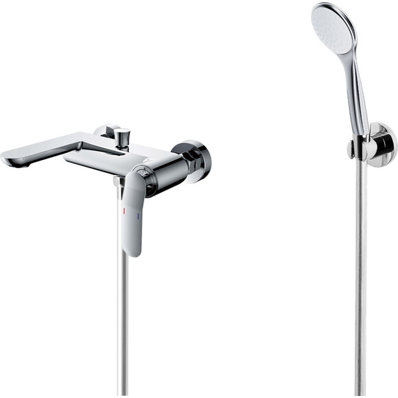 Змішувач для ванни Corsan Anxio Chrome KPL-ERP (з лійкою та шлангом), фото 