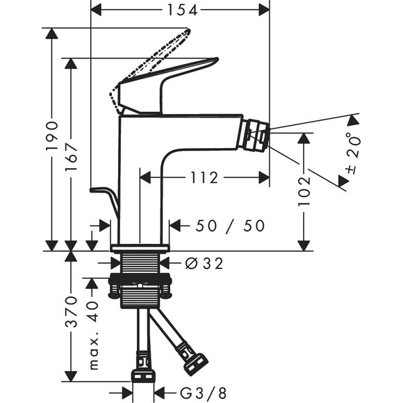 Смеситель для биде Hansgrohe Logis Chrome 71201000 (с донным клапаном), Цвет производителя: хром, фото 2
