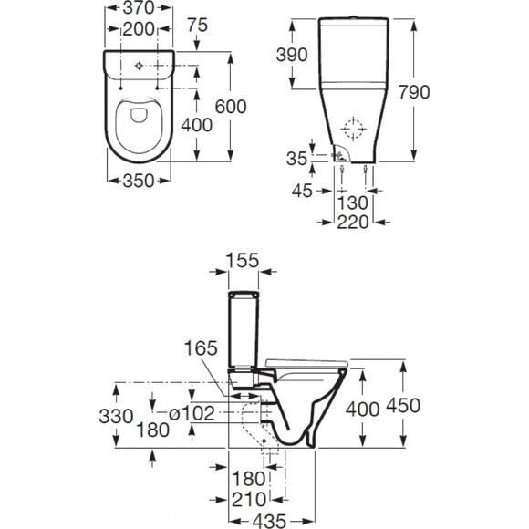 Безободковый унитаз-компакт Roca Legacy A34D0N0000 (с сиденьем), фото 2