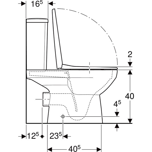 Безободковый унитаз-компакт Geberit Selnova Square 503.086.00.1 (с сиденьем), фото 4