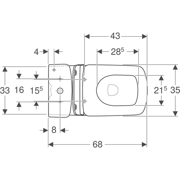 Безободковый унитаз-компакт Geberit Selnova Square 503.086.00.1 (с сиденьем), фото 2