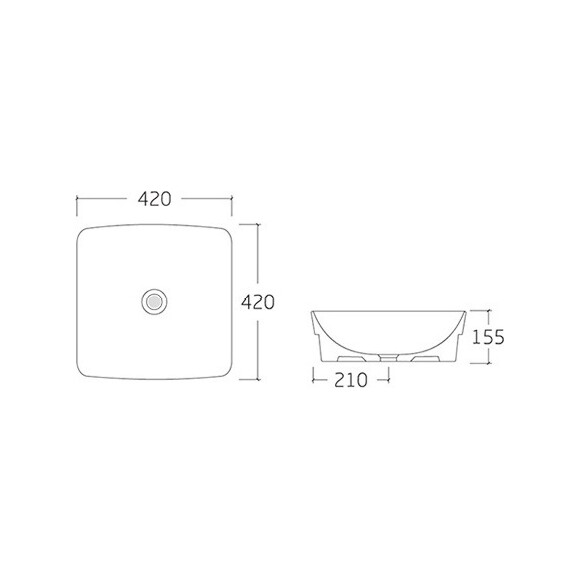 Умивальник Volle Amar 1301.005542 (42x42 см), Доступні розміри: 42 x 42, фото , изображение 2
