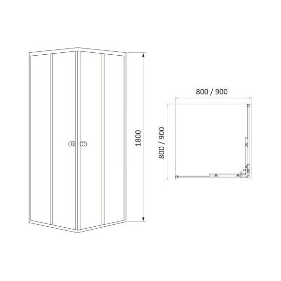 Душевая кабина RJ Velum Black 90BRZ082Linia (90x90 см, стекло с рисунком, профиль черный матовый), фото 3