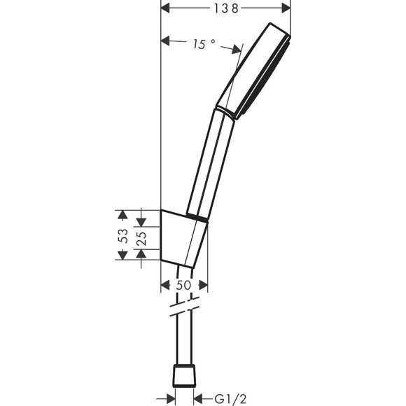 Лейка для душа Hansgrohe Pulsify S Black Matt 24301670 (черная матовая, однорежимная, с шлангом и держателем), Цвет производителя: черный матовый, фото 2