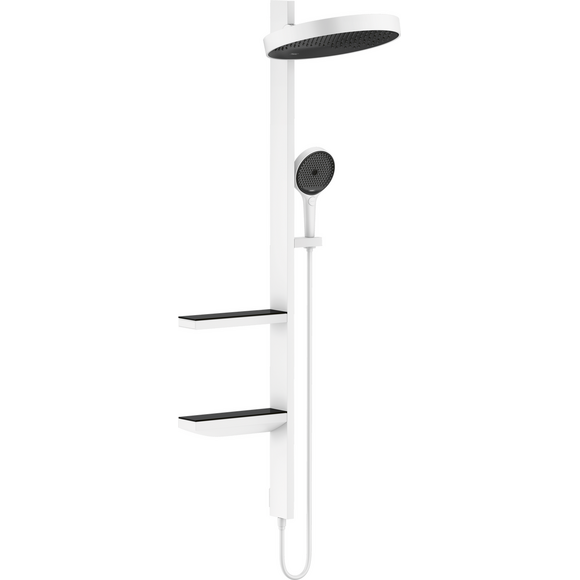 Душова система Hansgrohe Rainfinity Showerpipe 360 White Matt 26842700 (біла матова, без змішувача, з двома поличками), Колір виробника: білий матовий, фото 