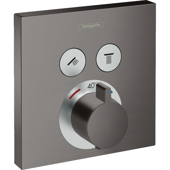 Внешняя часть смесителя скрытого монтажа с термостатом для ванны Hansgrohe ShowerSelect Brushed Black Chrome 15763340 (брашированный черный хром), Цвет производителя: брашированный черный хром, фото 