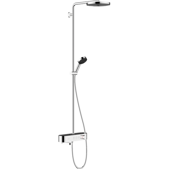 Душова система з термостатом Hansgrohe Pulsify S Chrome 24230000 (з виливом та поличкою), фото 