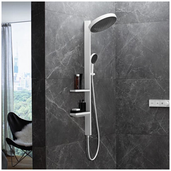 Душова система Hansgrohe Rainfinity Showerpipe 360 White Matt 26842700 (біла матова, без змішувача, з двома поличками), Колір виробника: білий матовий, фото , изображение 2