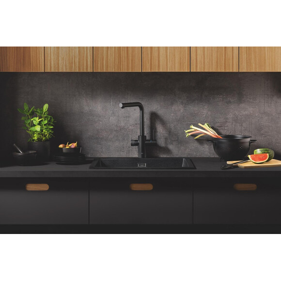 Смеситель для кухни Grohe Blue Pure Minta 30590KF0 (фантомный черный, с выдвижной лейкой и подключением питьевой воды), Цвет производителя: фантомный черный матовый, фото 3
