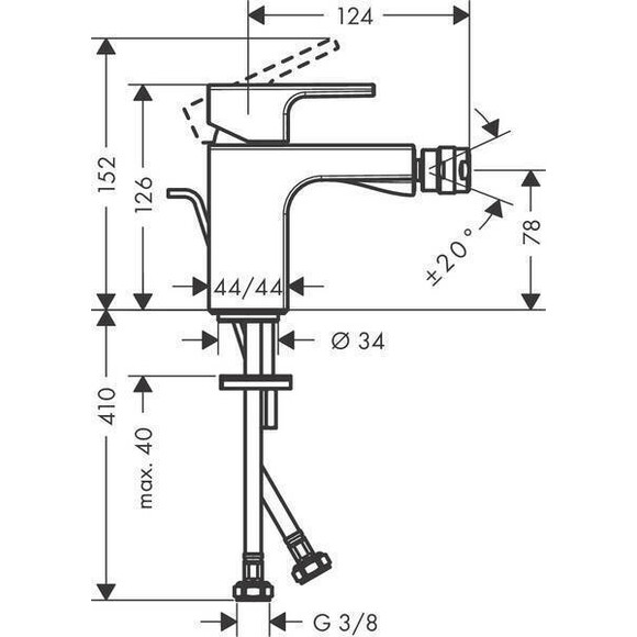 Змішувач для біде Hansgrohe Vernis Shape Black Matt 71211670 (чорний матовий, з донним клапаном), Колір виробника: чорний матовий, фото , изображение 2