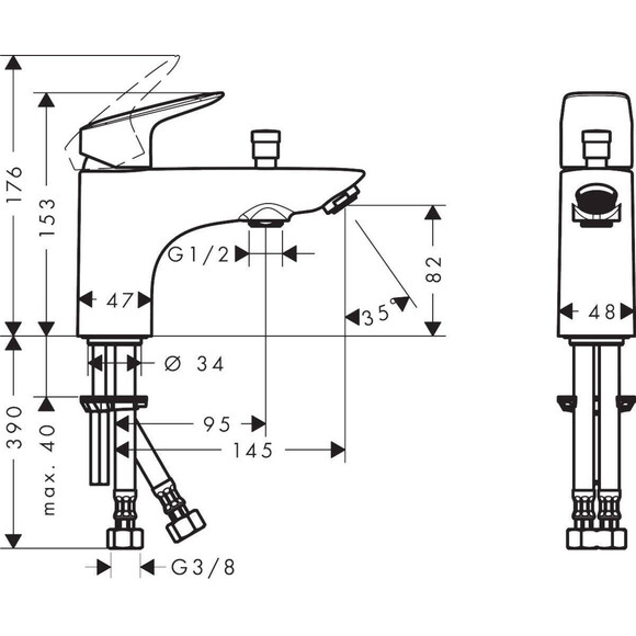 Смесителт на борт ванны Hansgrohe Logis Chrome 71312000, фото 6