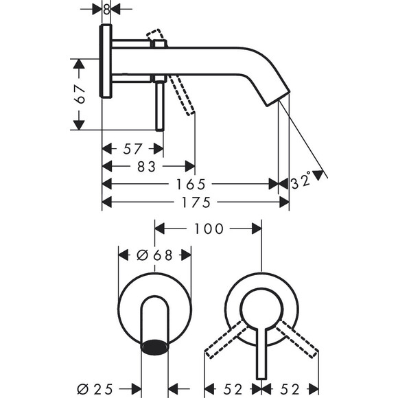 Зовнішня частина змішувача прихованого монтажу Hansgrohe Tecturis S Brushed Bronze 73350140 (брашована бронза, з донним клапаном), Колір виробника: брашована бронза, фото , изображение 2
