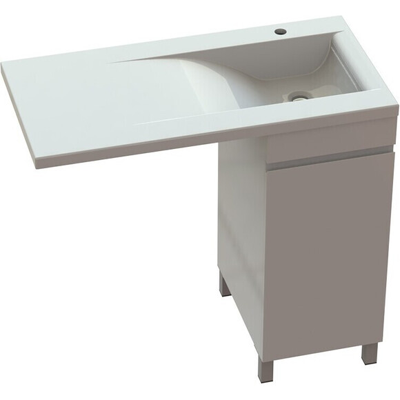 Тумба Snail Кароліна з умивальником Snail Фенікс 1000KMN159RA100 (100 см, біла глянсова, права, підлогова), Доступні розміри: 100 x 50 R, фото 