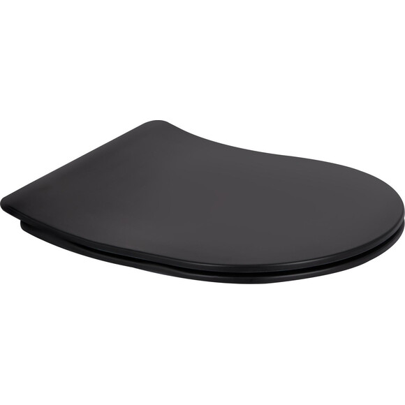 Безобідковий підвісний унітаз Qtap Taurus Ultra Quiet Black Matt QT2433084EUQMB (чорний матовий, воронкоподібний, з сидінням), Колір виробника: чорний матовий, фото , изображение 8