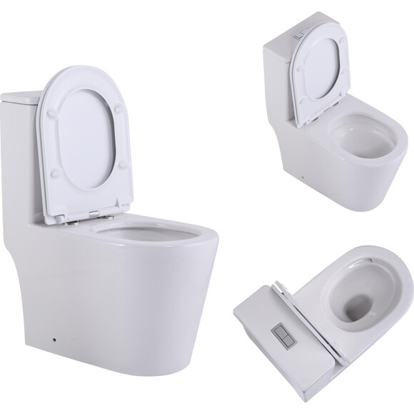 Безобідковий унітаз-моноблок Qtap Swan Ultra Quiet QT16226080AW (воронкоподібний, з сидінням), фото , изображение 6