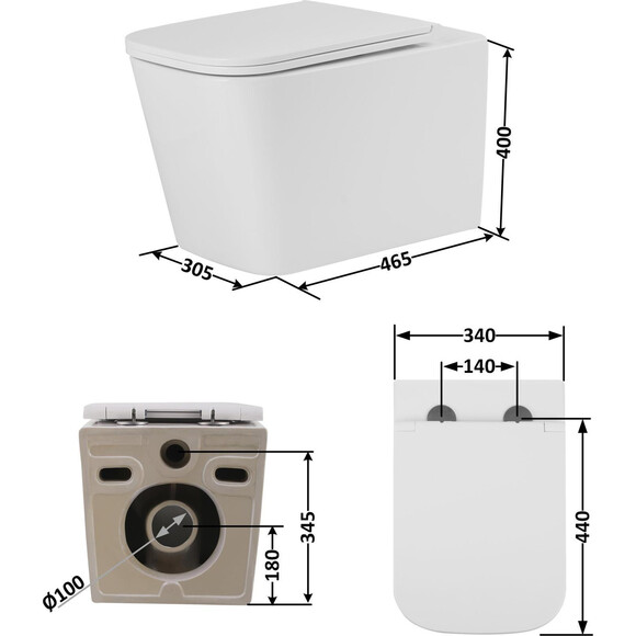 Безобідковий підлоговий унітаз Qtap Tern Ultra Quiet QT17223303AW (воронкоподібний, з сидінням), фото , изображение 8