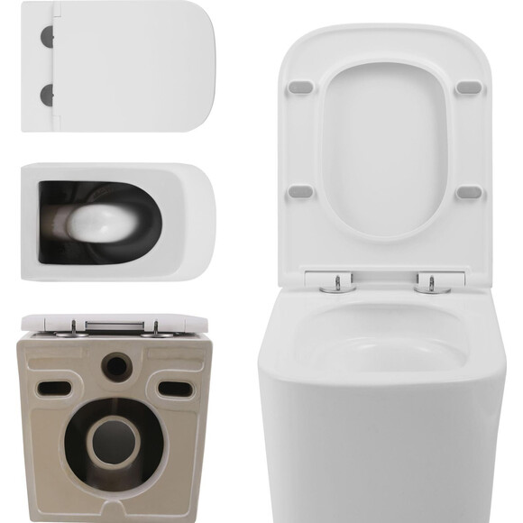 Безобідковий підлоговий унітаз Qtap Tern Ultra Quiet QT17223303AW (воронкоподібний, з сидінням), фото , изображение 4