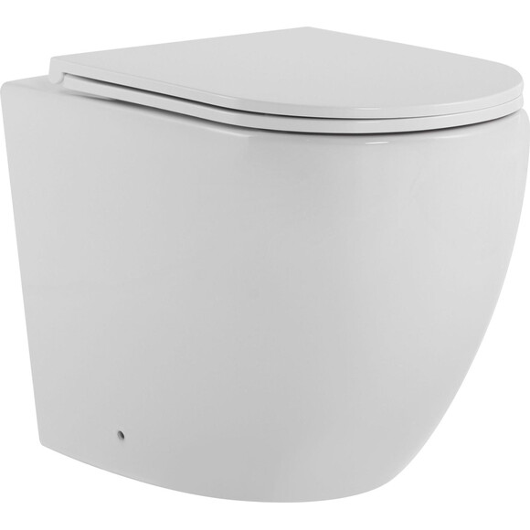 Безобідковий підлоговий унітаз Qtap Robin Ultra Quiet QT13223381AW (воронкоподібний, з сидінням), фото 